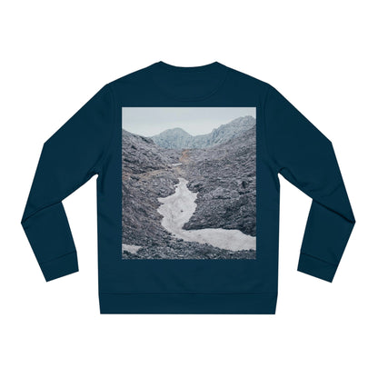 Fair fashion unisex sweatshirt 'Snowy Mountain' - navy blue