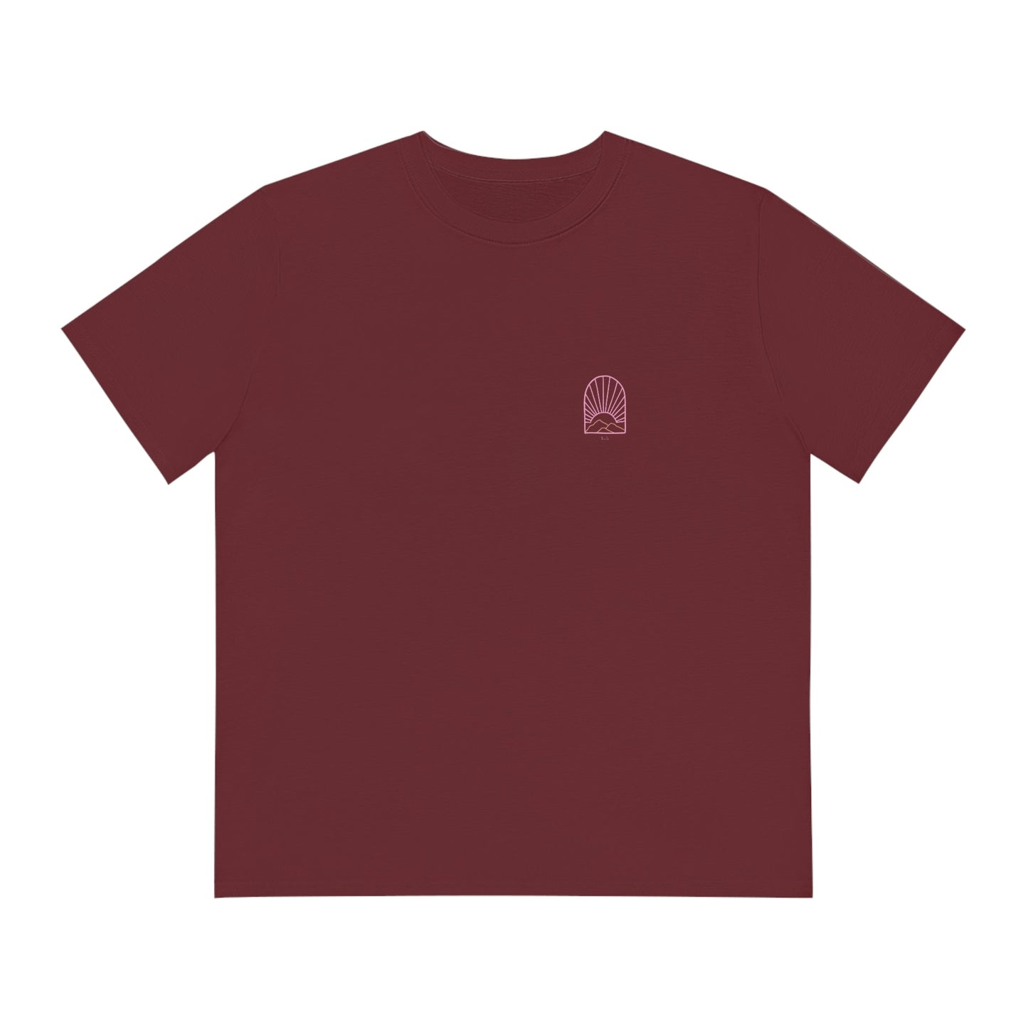 Fair fashion unisex T-shirt 'Mountains sunset' - dark red