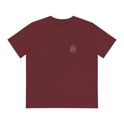 Fair fashion unisex T-shirt 'Mountains sunset' - dark red