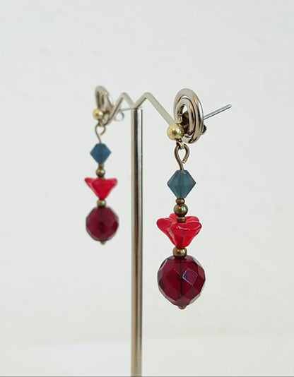 Czech Glass Earrings/red, blue