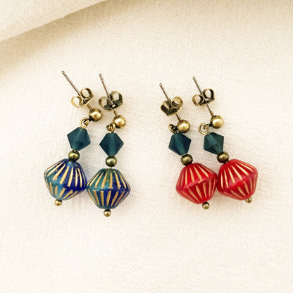 Bicone earrings/ blue