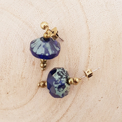 Czech delight earrings/dark blue