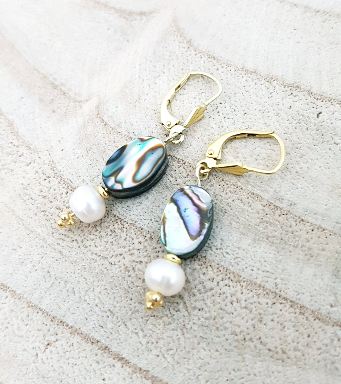 Mother of pearl earrings/ pink oval with white pearl