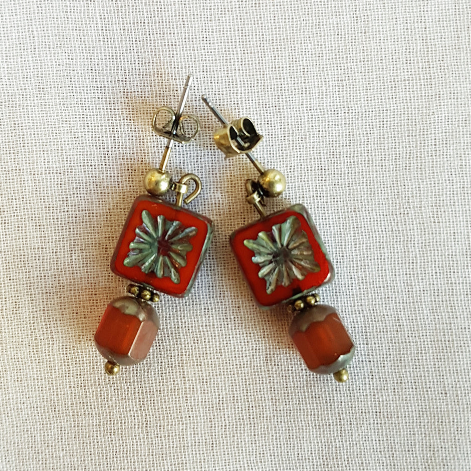 Ace of Cups Jewellery Binoche folklore earrings/Orange brown