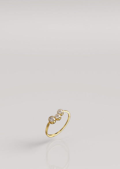 Love, Nena Pressed 3 Stones Ring Gold Plated