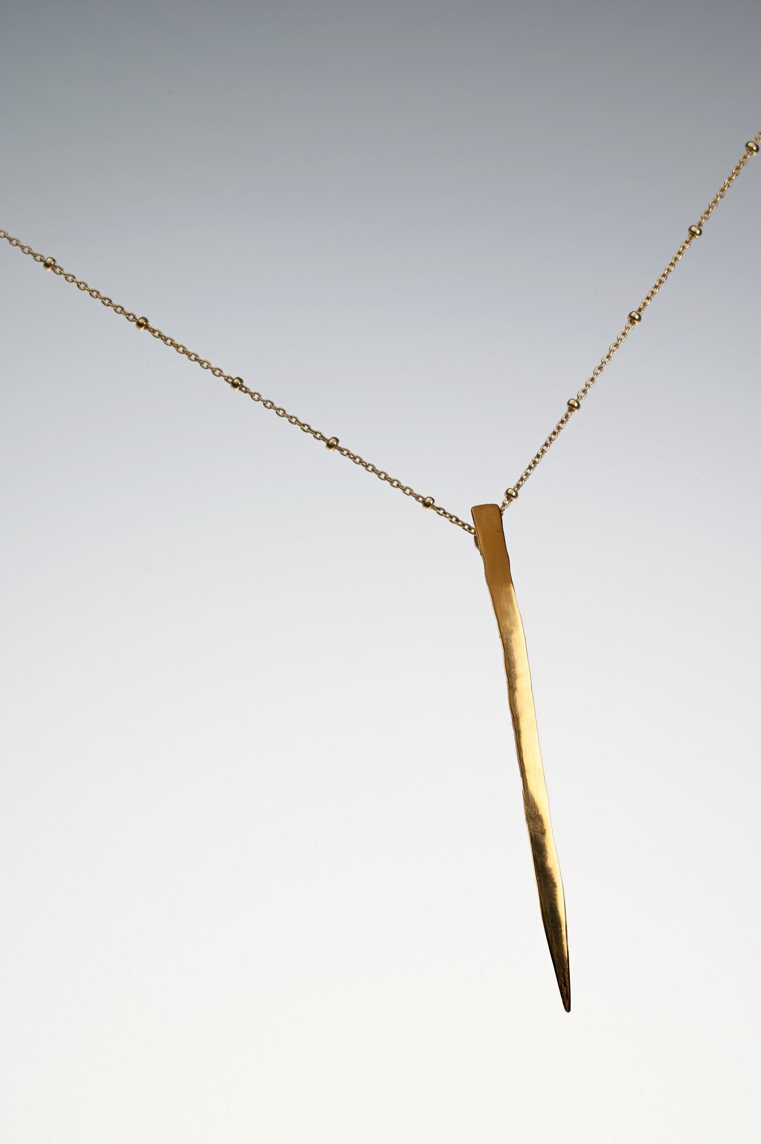 Love, Nena Hammered Vertical Pendant Gold Plated