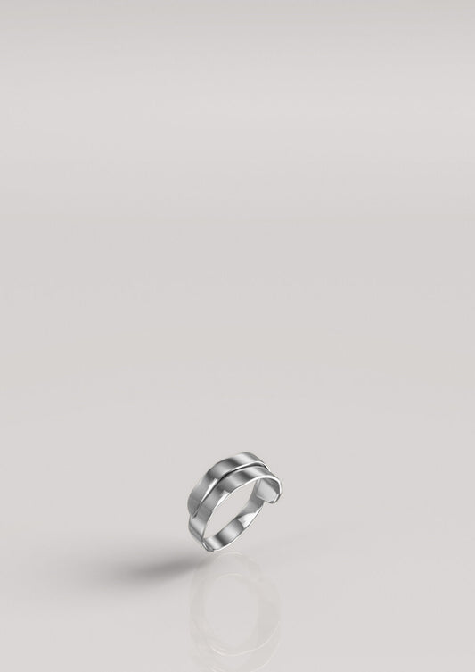 Love, Nena Hammered Double Ring Silver