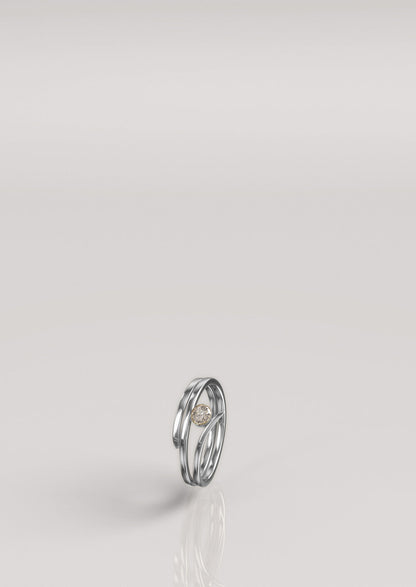 Pressed 1 Stone Ring Silver