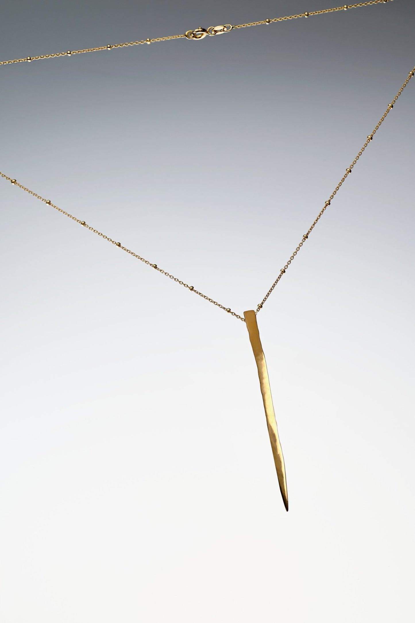 Hammered Vertical Pendant Gold Plated
