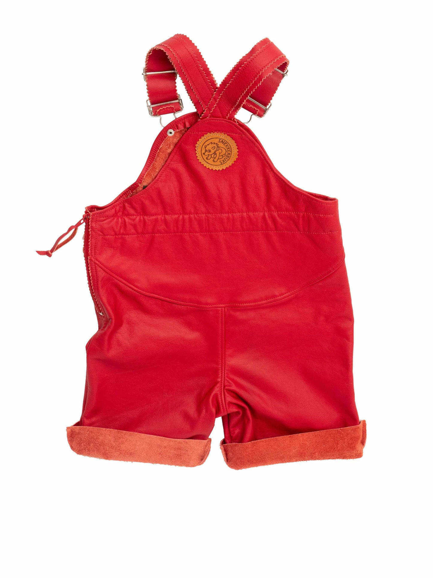 Leather Dungarees Short Red