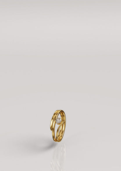 Pressed 1 Stone Ring Gold Plated