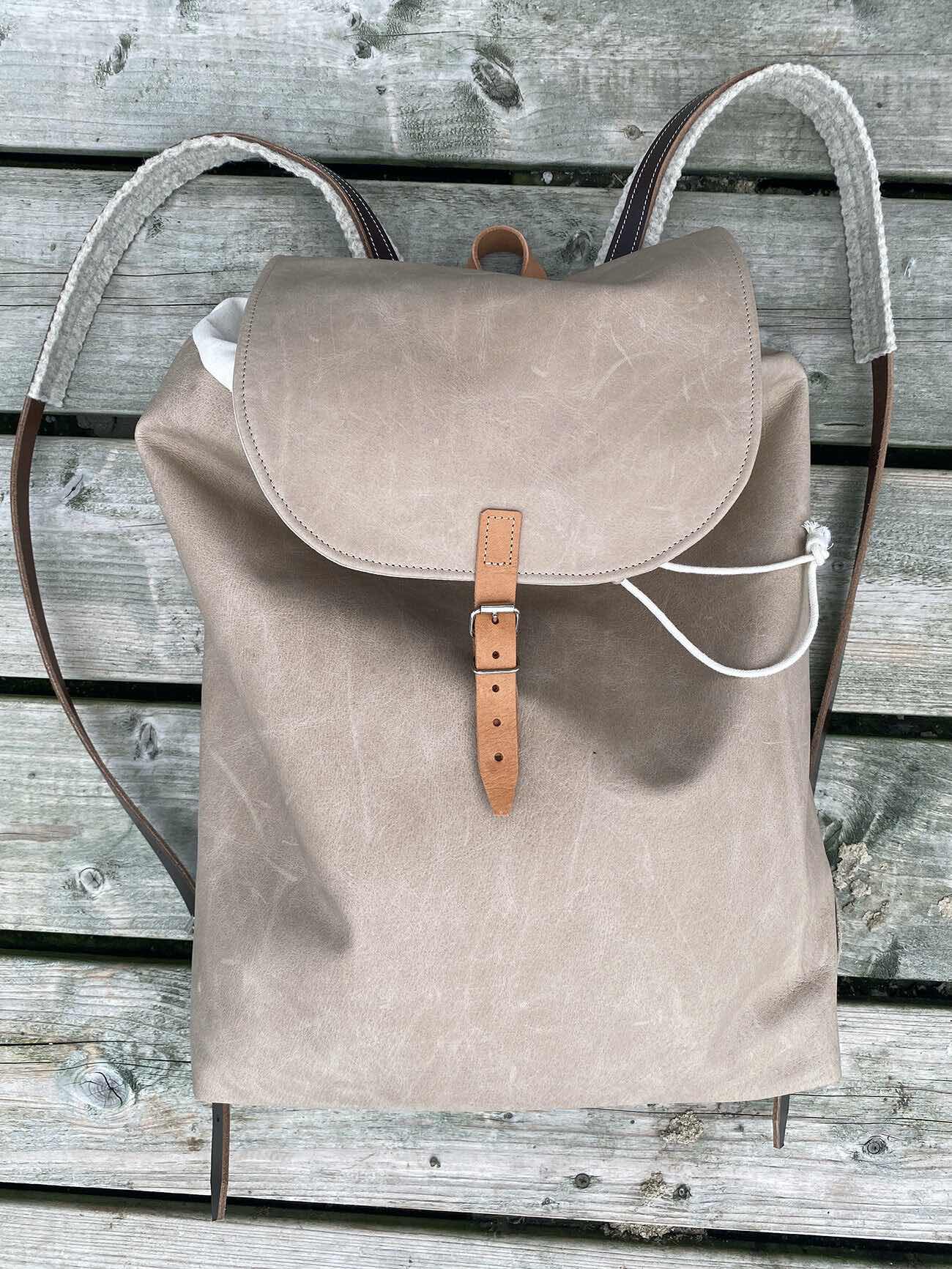 Leather Backpack - Taupe