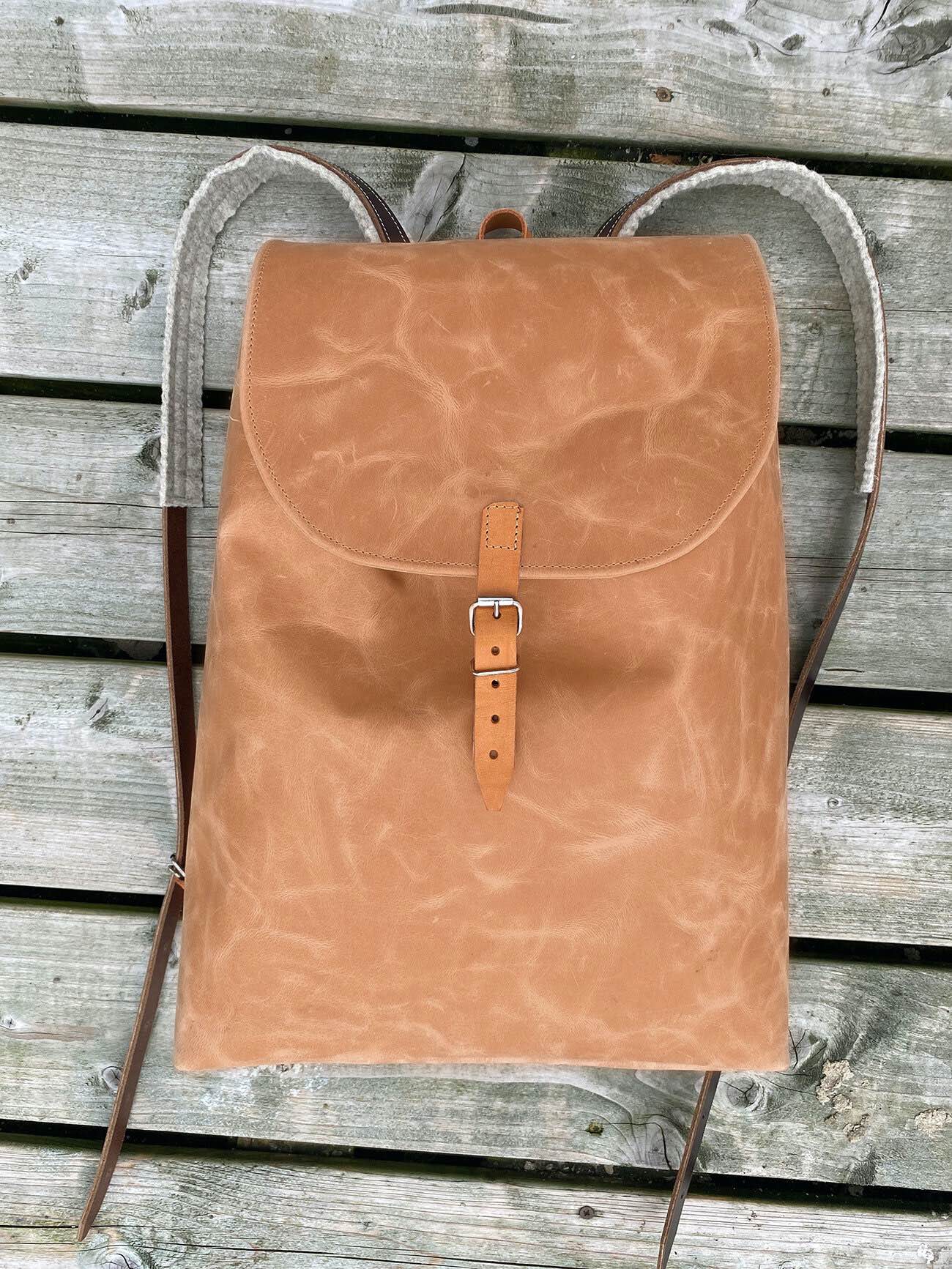 Leather Backpack - Cognac