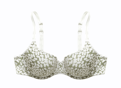 Underwired Half Cup Padded Bra - Green Olive