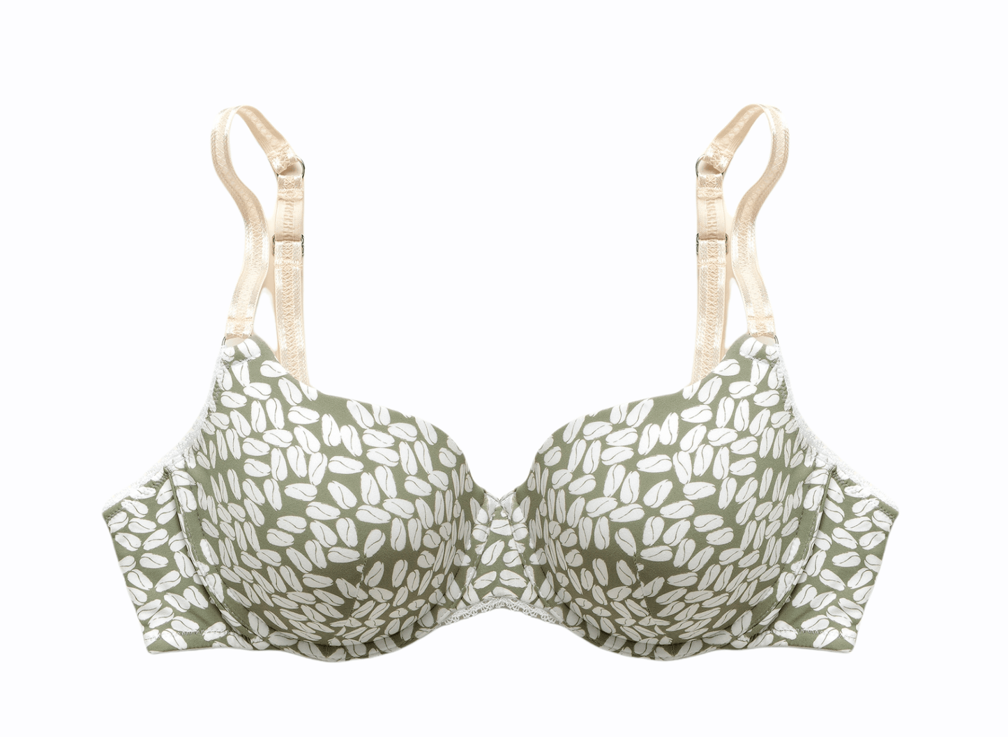 Underwired Half Cup Padded Bra - Green Olive