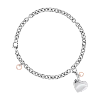 Lemir Memoar Jewels Jewel Memoar 925 Silver Bracelet With Charm And "Heart" Stamp
