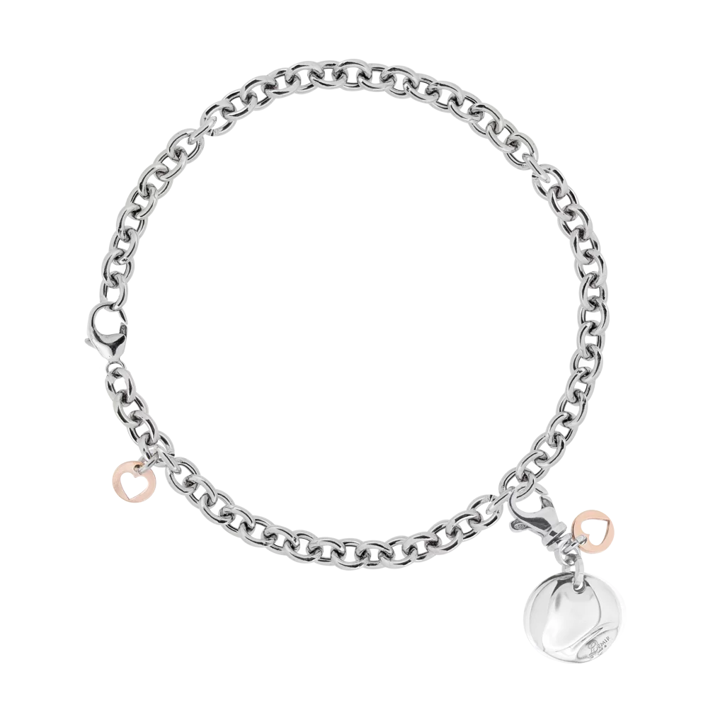Lemir Memoar Jewels Memoar Jewel 925 Silver Bracelet With "Round" Charm And "Heart" Stamp
