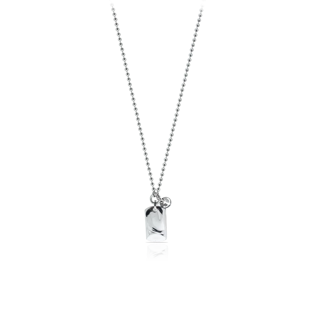 Lemir Memoar Jewels Jewel Memoar Man Necklace With Charm "Military Plate" And Stamp "Anchor" In 925 Silver
