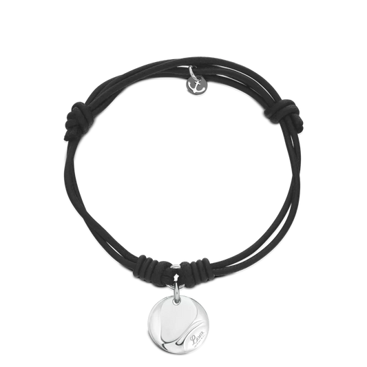 Lemir Memoar Jewels Memoar Jewel Bracelet With Black Waxed Cord "Anchor" Round Charms 925 Silver
