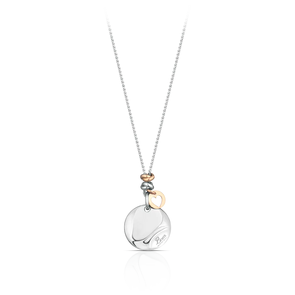 Lemir Memoar Jewels Memoar Jewel Necklace With “Round” Pendant And “Heart” Charm In 925 Silver
