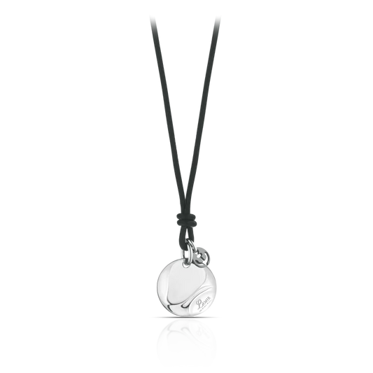 Lemir Memoar Jewels Jewel Memoar Necklace With Black Waxed Cord "Anchor" Round Charm Silver 925
