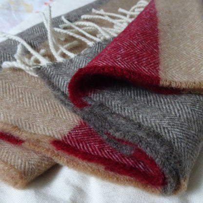 Passionis Verae Thick Stripes Scarf - Beige/Taupe/Burgundy