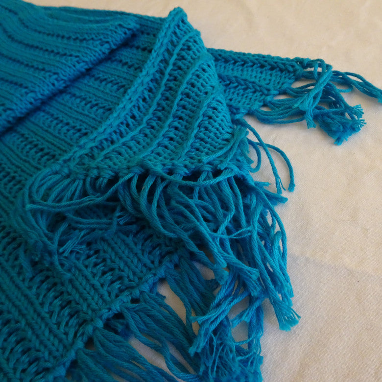 Passionis Verae Cotton Knitted Shawl - Turquoise